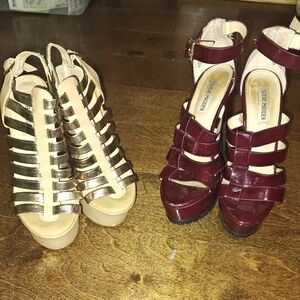 Steve Madden Women's Platform Sandals - Burgundy and Gold